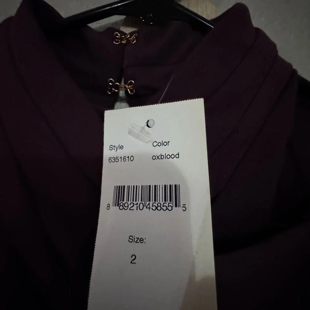 NWT $435 Black Halo Estella Jumpsuit Oxblood Draped Mock Neck High Waist Sz 2 - Picture 10 of 15